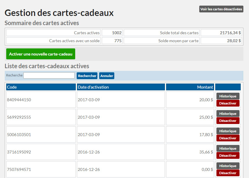 Gestion native de cartes cadeaux | SLIM