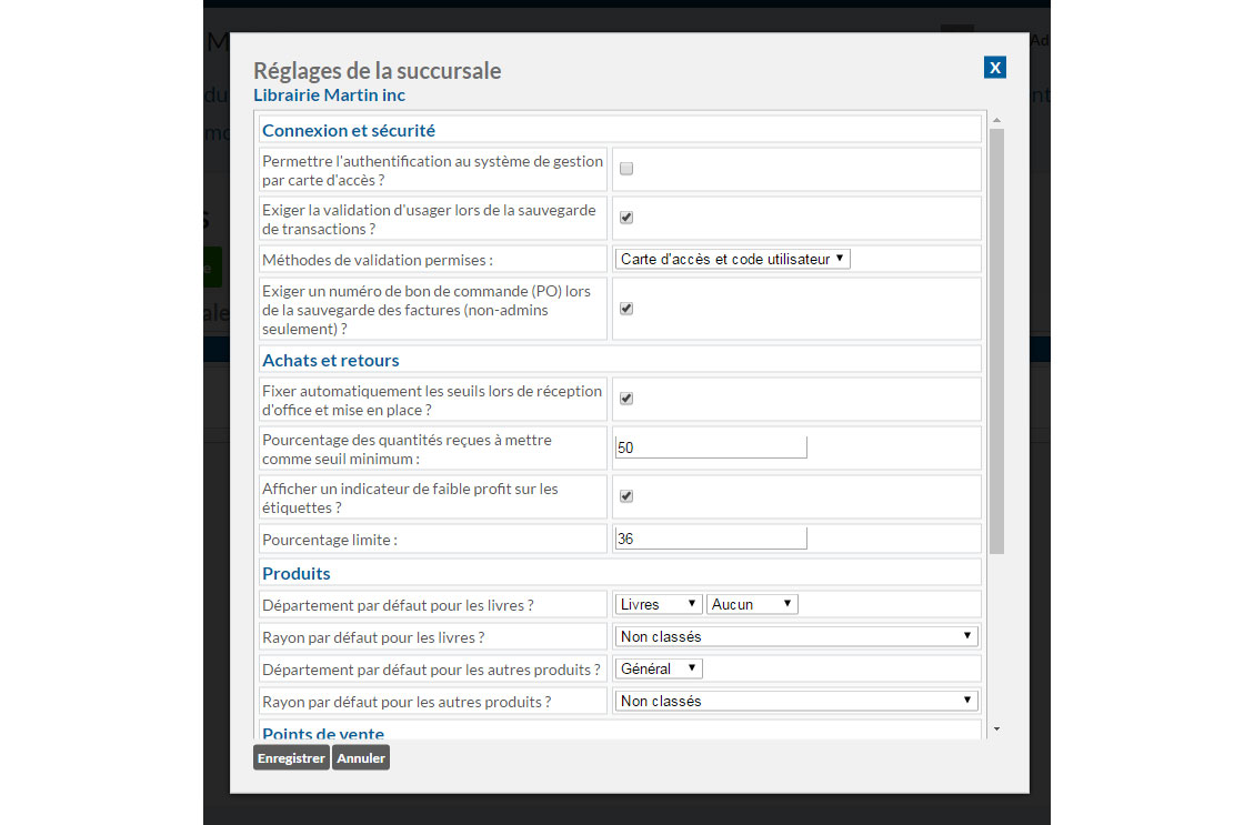 Gestion des succursales | SLIM